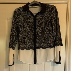 Gianni Bini Black Lace Overlay Blouse